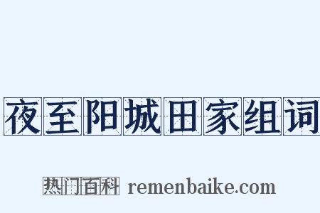 夜至阳城田家组词是什么意思的图片